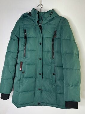 Canada Weather Gear Insulated Hooded Puffer Coat in Teal Green